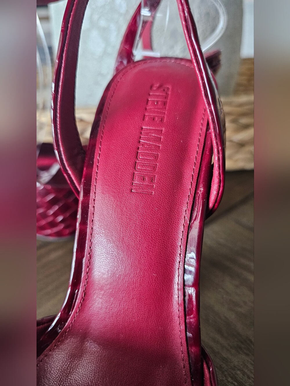 Steve Madden Red Croc-Embossed Platform Slingback Heels Shoes Women's Size 9.5 - Picture 5 of 8
